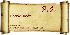 Pádár Omár névjegykártya